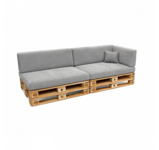 Set de 6 coussins de jardin pour palettes | Velours côtelé | Couleur gris