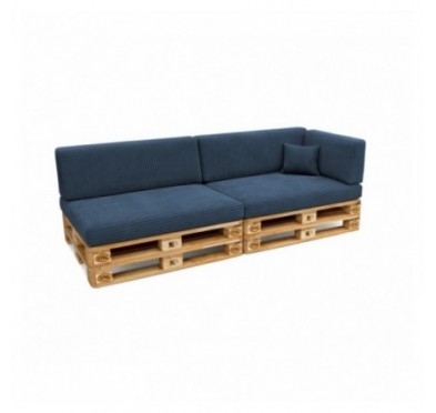 Set de 6 coussins de jardin pour palettes | Velours côtelé | Couleur bleu foncé