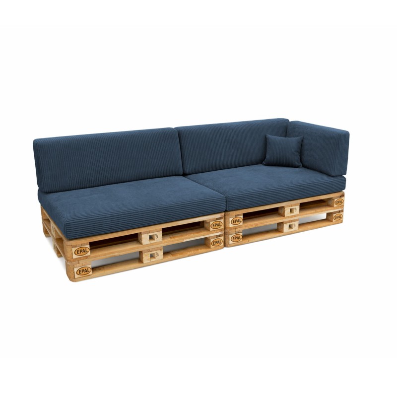Set de 6 coussins de jardin pour palettes | Velours côtelé | Couleur bleu foncé
