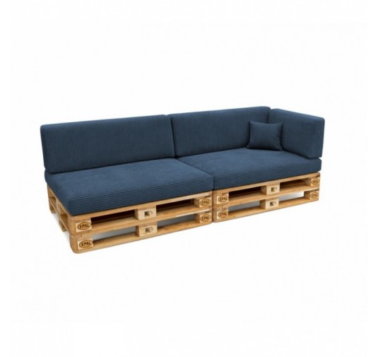 Set de 6 coussins de jardin pour palettes | Velours côtelé | Couleur bleu foncé