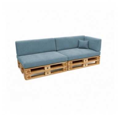 Set de 6 coussins de jardin pour palettes | Velours côtelé | Couleur bleu