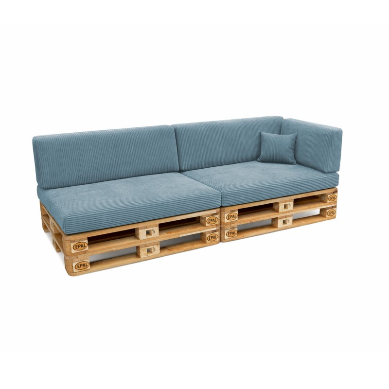 Set de 6 coussins de jardin pour palettes | Velours côtelé | Couleur bleu