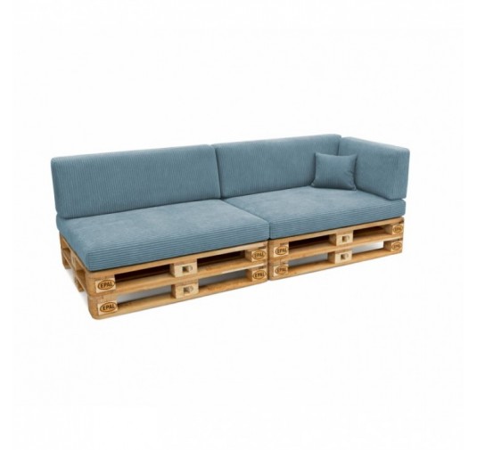Set de 6 coussins de jardin pour palettes | Velours côtelé | Couleur bleu