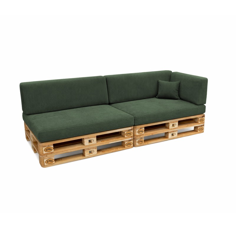 Set de 6 coussins de jardin pour palettes | Velours côtelé | Couleur vert foncé
