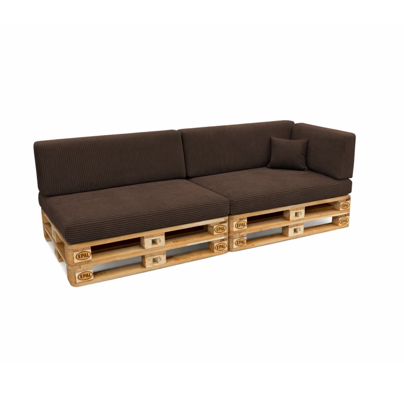 Set de 6 coussins de jardin pour palettes | Velours côtelé | Couleur marron foncé