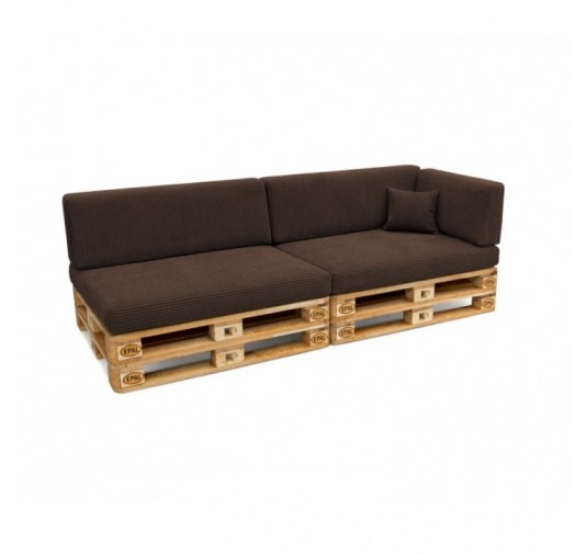 Set de 6 coussins de jardin pour palettes | Velours côtelé | Couleur marron foncé