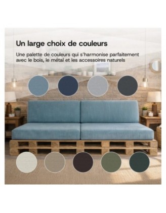 Set de 6 coussins de jardin pour palettes | Velours côtelé | Couleur marron foncé