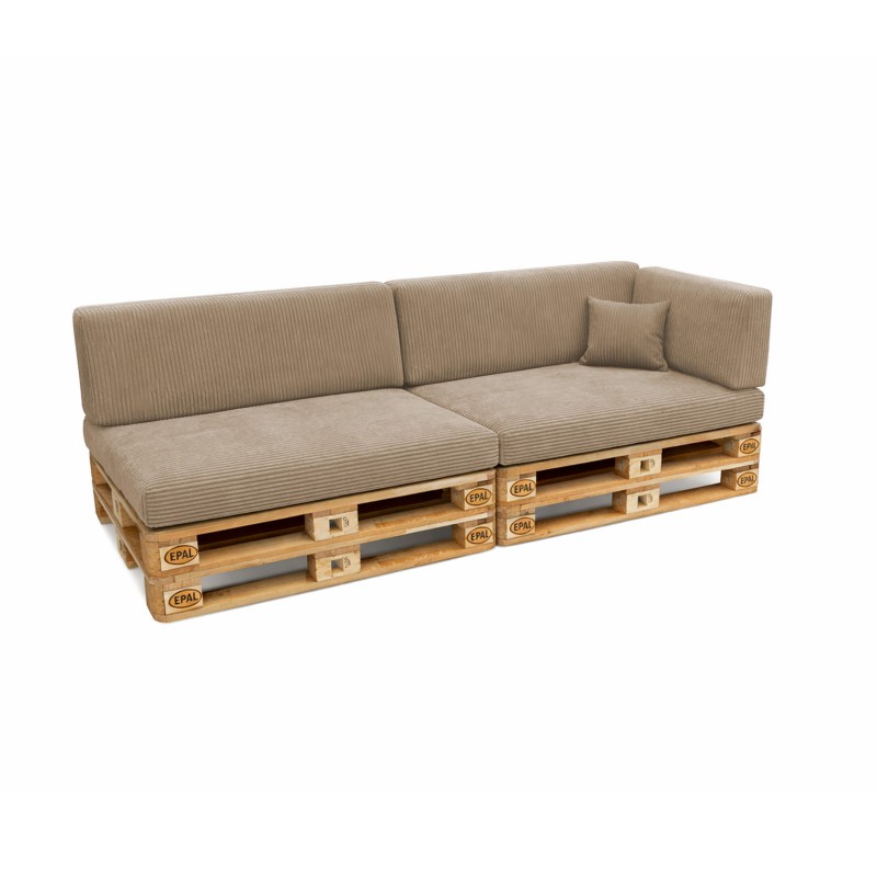 Set de 6 coussins de jardin pour palettes | Velours côtelé | Couleur marron