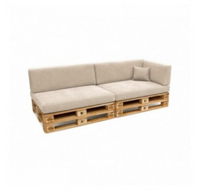 Set de 6 coussins de jardin pour palettes | Velours côtelé | Couleur beige foncé
