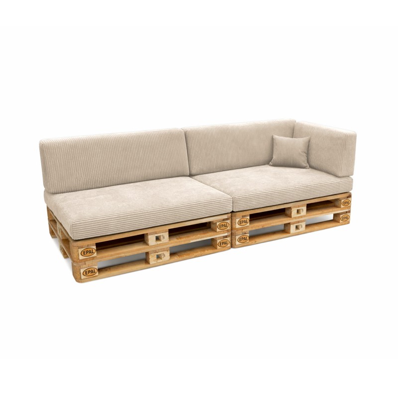 Set de 6 coussins de jardin pour palettes | Velours côtelé | Couleur beige foncé
