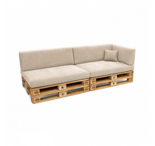 Set de 6 coussins de jardin pour palettes | Velours côtelé | Couleur beige foncé