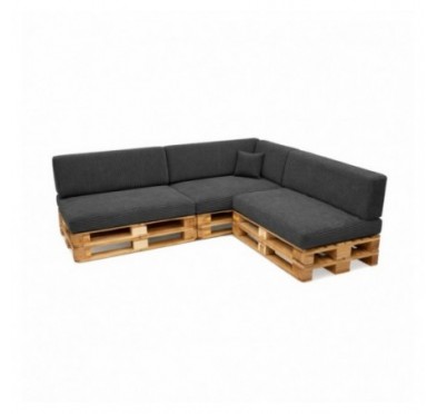 Set de 8 coussins de jardin pour palettes | Velours côtelé | Couleur gris foncé