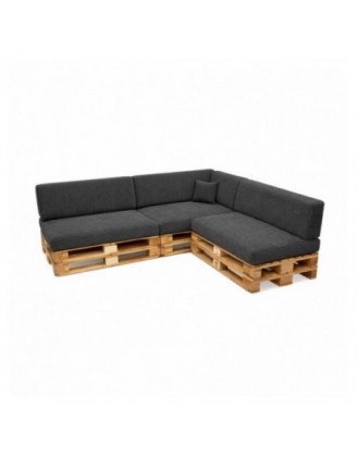 Set de 8 coussins de jardin pour palettes | Velours côtelé | Couleur gris foncé