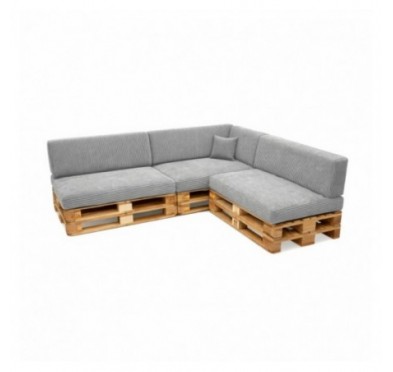 Set de 8 coussins de jardin pour palettes | Velours côtelé | Couleur gris