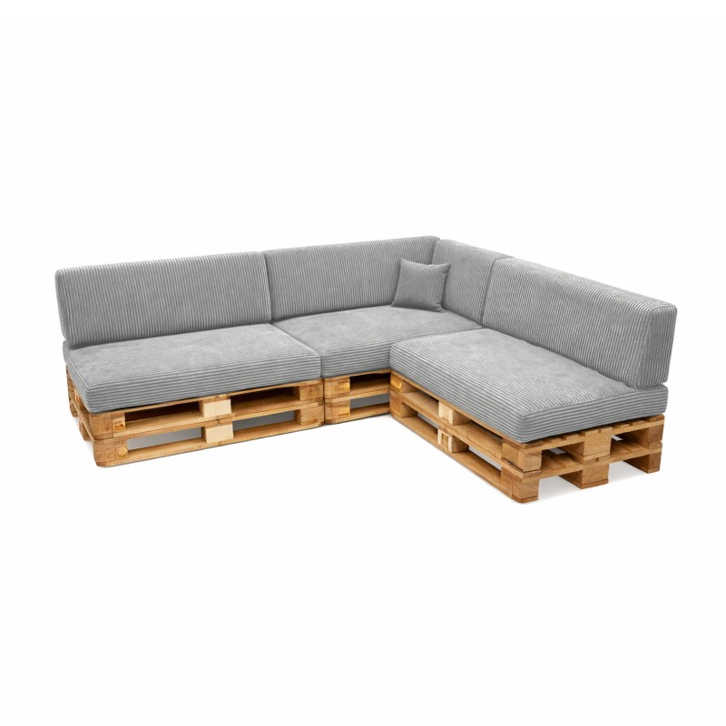 Set de 8 coussins de jardin pour palettes | Velours côtelé | Couleur gris