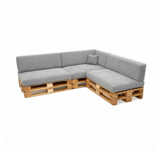 Set de 8 coussins de jardin pour palettes | Velours côtelé | Couleur gris