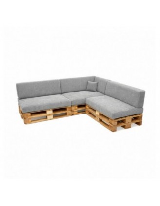 Set de 8 coussins de jardin pour palettes | Velours côtelé | Couleur gris