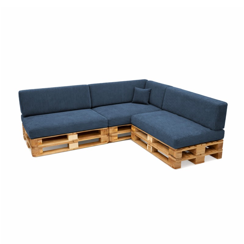 Set de 8 coussins de jardin pour palettes | Velours côtelé | Couleur bleu foncé