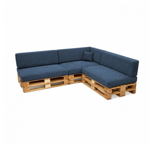 Set de 8 coussins de jardin pour palettes | Velours côtelé | Couleur bleu foncé