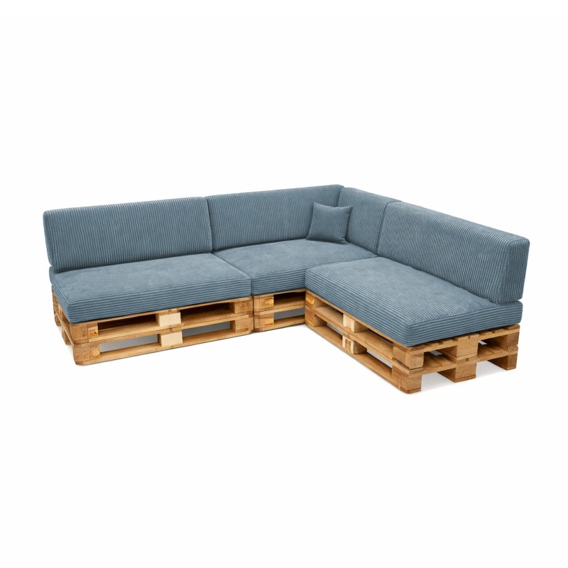Set de 8 coussins de jardin pour palettes | Velours côtelé | Couleur bleu