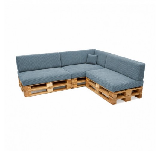 Set de 8 coussins de jardin pour palettes | Velours côtelé | Couleur bleu