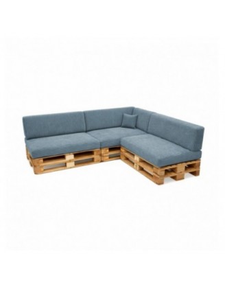 Set de 8 coussins de jardin pour palettes | Velours côtelé | Couleur bleu