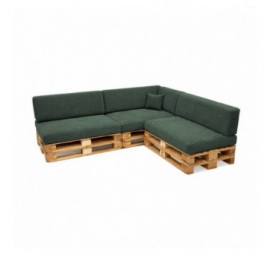 Set de 8 coussins de jardin pour palettes | Velours côtelé | Couleur vert foncé