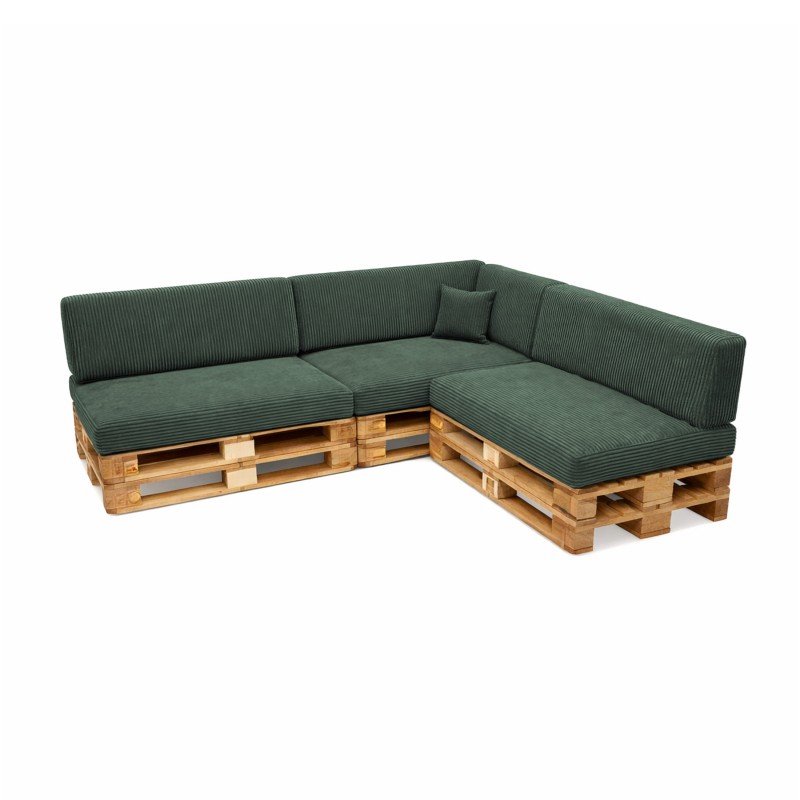 Set de 8 coussins de jardin pour palettes | Velours côtelé | Couleur vert foncé