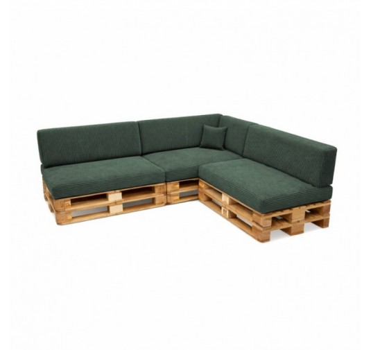 Set de 8 coussins de jardin pour palettes | Velours côtelé | Couleur vert foncé