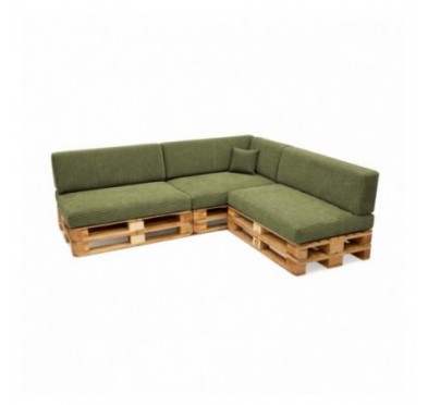 Set de 8 coussins de jardin pour palettes | Velours côtelé | Couleur vert