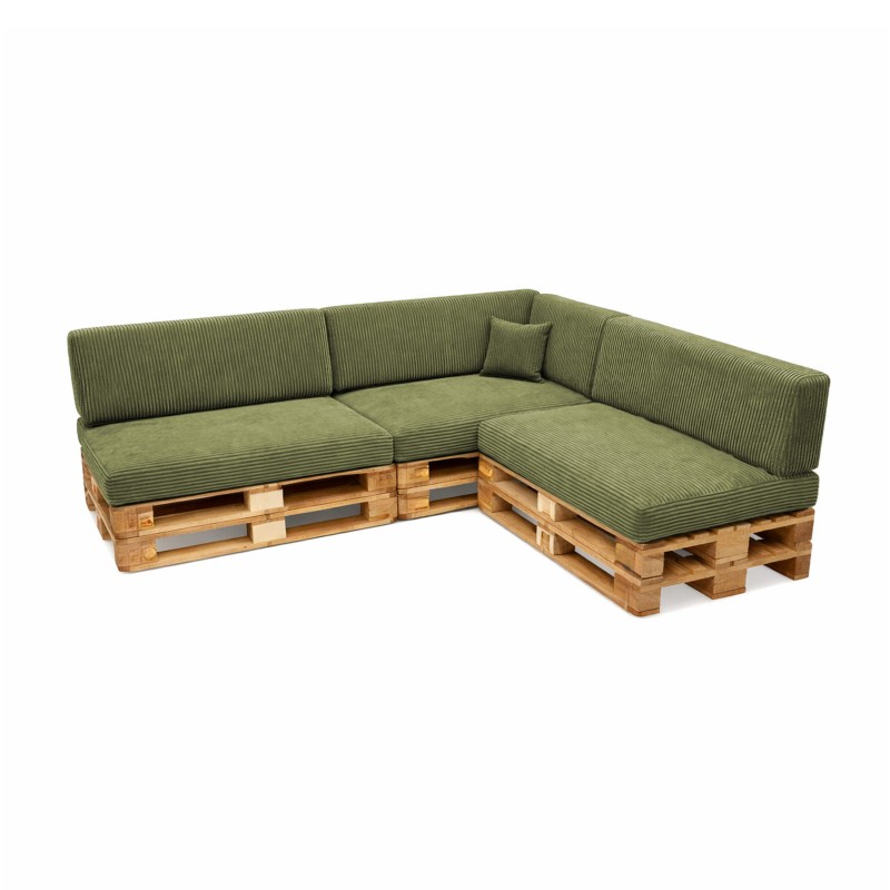 Set de 8 coussins de jardin pour palettes | Velours côtelé | Couleur vert