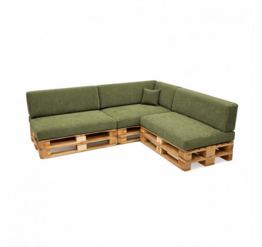 Set de 8 coussins de jardin pour palettes | Velours côtelé | Couleur vert