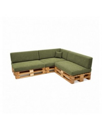 Set de 8 coussins de jardin pour palettes | Velours côtelé | Couleur vert