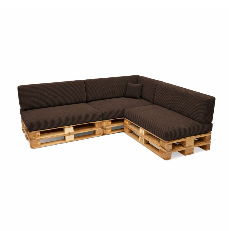 Set de 8 coussins de jardin pour palettes | Velours côtelé | Couleur marron foncé