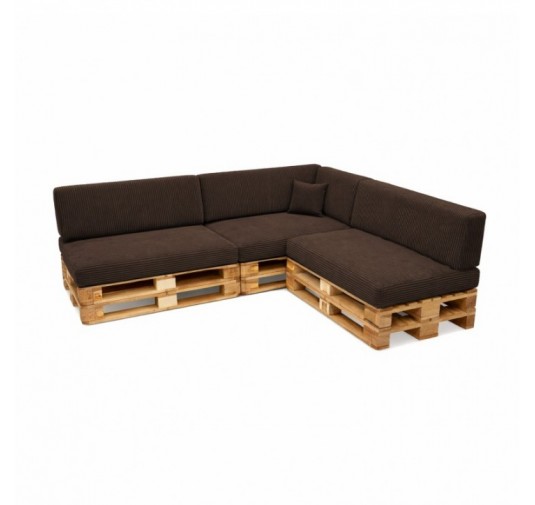 Set de 8 coussins de jardin pour palettes | Velours côtelé | Couleur marron foncé