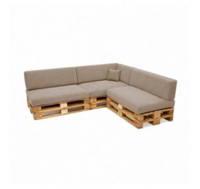 Set de 8 coussins de jardin pour palettes | Velours côtelé | Couleur marron