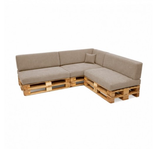 Set de 8 coussins de jardin pour palettes | Velours côtelé | Couleur marron
