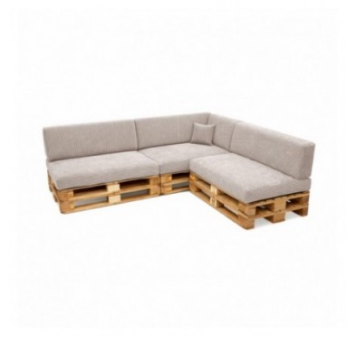 Set de 8 coussins de jardin pour palettes | Velours côtelé | Couleur beige foncé