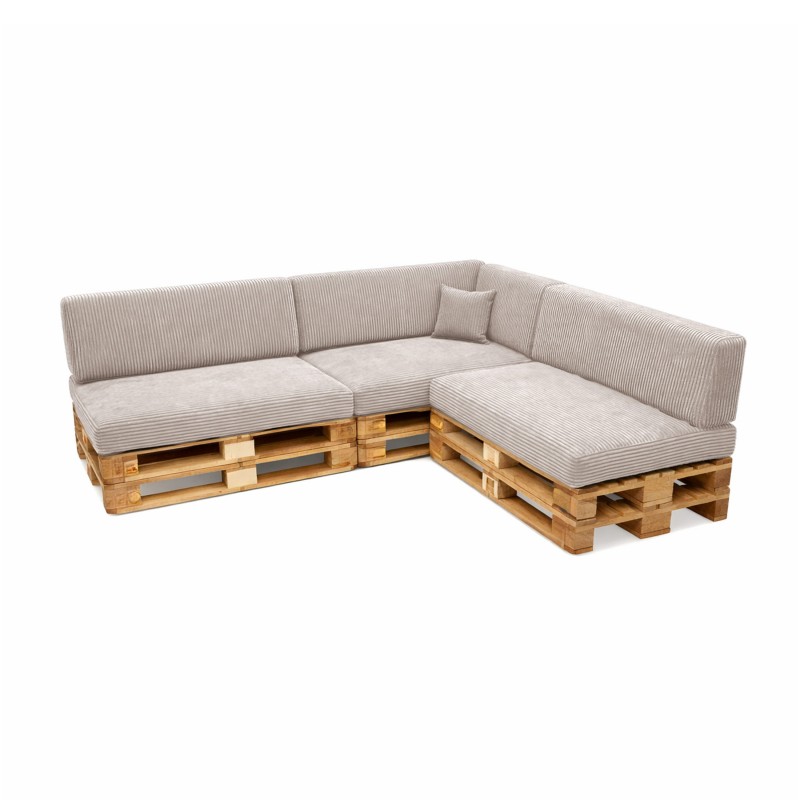 Set de 8 coussins de jardin pour palettes | Velours côtelé | Couleur beige foncé