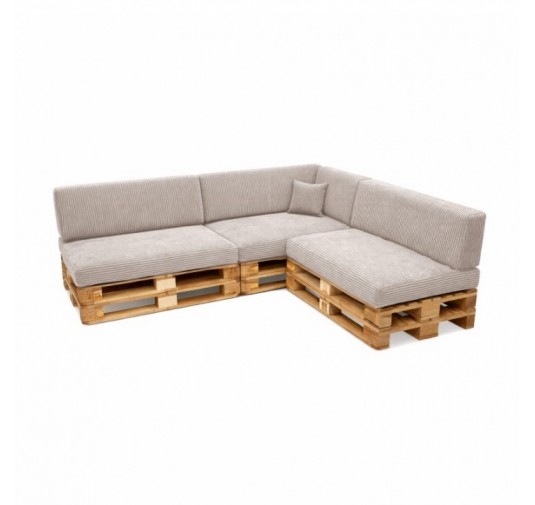 Set de 8 coussins de jardin pour palettes | Velours côtelé | Couleur beige foncé