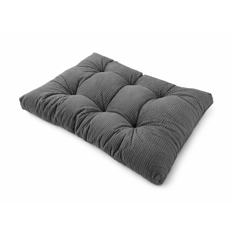 Coussin de siège matelassé pour palettes | Velours côtelé | 120x80 cm | Couleur gris foncé