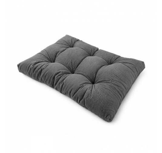 Coussin de siège matelassé pour palettes | Velours côtelé | 120x80 cm | Couleur gris foncé