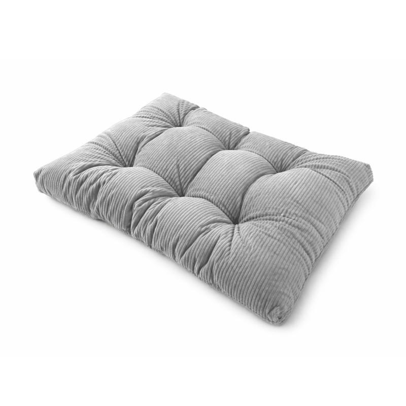 Coussin de siège matelassé pour palettes | Velours côtelé | 120x80 cm | Couleur gris