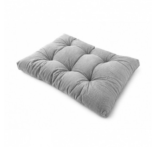 Coussin de siège matelassé pour palettes | Velours côtelé | 120x80 cm | Couleur gris