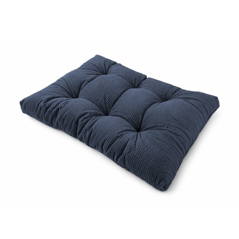 Coussin de siège matelassé pour palettes | Velours côtelé | 120x80 cm | Couleur bleu foncé