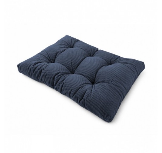 Coussin de siège matelassé pour palettes | Velours côtelé | 120x80 cm | Couleur bleu foncé