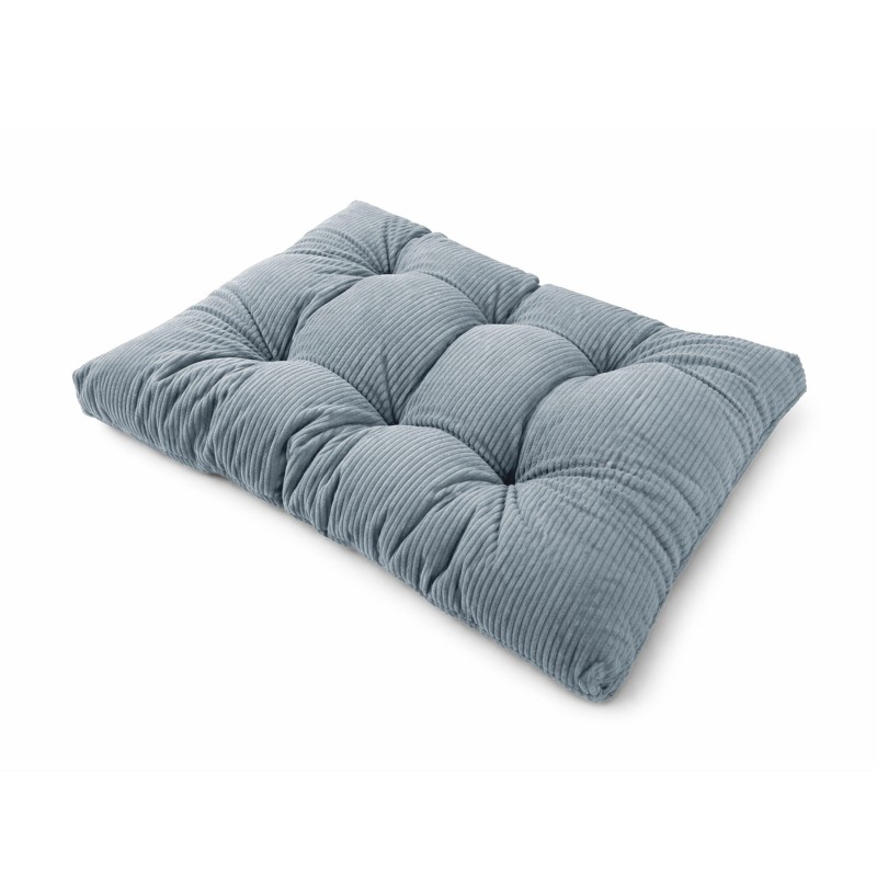 Coussin de siège matelassé pour palettes | Velours côtelé | 120x80 cm | Couleur bleu