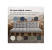 Coussin de siège matelassé pour palettes | Velours côtelé | 120x80 cm | Couleur bleu