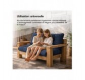 Coussin de siège matelassé pour palettes | Velours côtelé | 120x80 cm | Couleur bleu