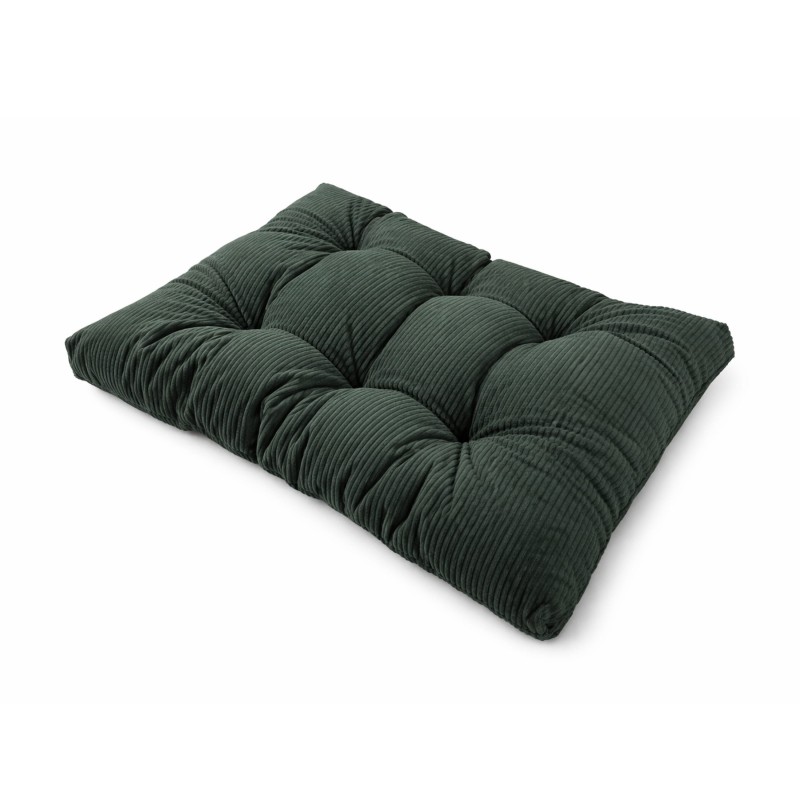 Coussin de siège matelassé pour palettes | Velours côtelé | 120x80 cm | Couleur vert foncé